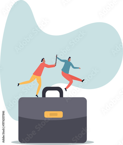 Business baton pass, relay, job handover or partnership and teamwork to help winning .human life and situation.