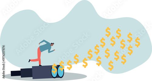 Looking for investment opportunity, money visionary, searching for yield, dividend or profit in stock market.human life and situation.