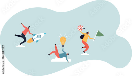 Entrepreneurship, think and develop new idea, organize and launch new innovation product, startup or start new company,human life and situation.