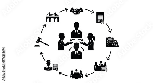 Business process, workflow, management, teamwork, collaboration, corporate, organization, planning vector