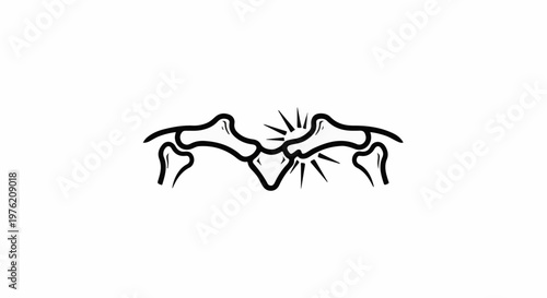 Stylized graphic of a fractured bone joint, emitting sharp lines