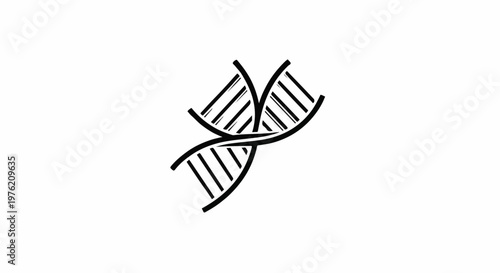 Stylized black DNA double helix graphic interwoven and abstract