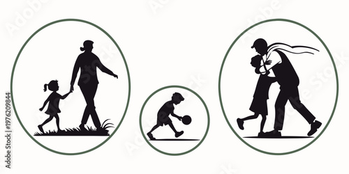 Silhouettes of family members sharing moments of connection and play with children silhouette daughter togetherness parenthood childhood parenting relationship activity