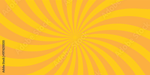 Yellow banner with Sun rays, lines background, light