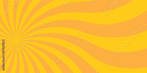 Yellow banner with Sun rays, lines background, light