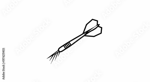 Stylized black outline drawing of a single dart with fletching and a pointed tip