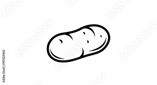 Stylized black and white outline drawing of a potato with three eye indentations