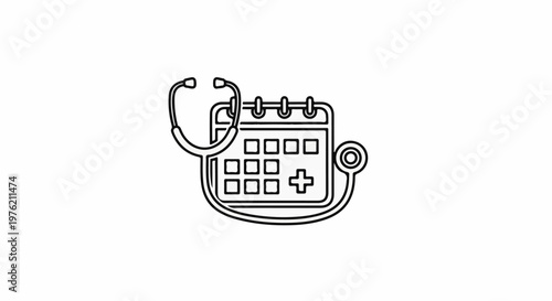 Stethoscope and calendar icon for medical appointments