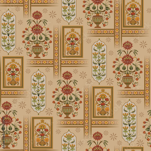 Konstfotografi abstract mughal motif bunch pattern background