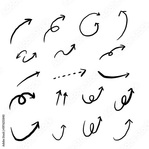 手書き風の矢印セット18種類セット　背景透過