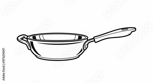 Stylized illustration of a cooking pan with two handles, one long