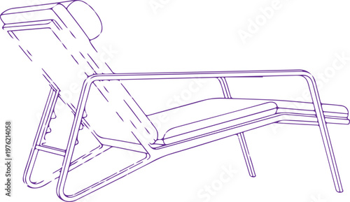 a line drawing of a chair with a footrest Vector, illustration