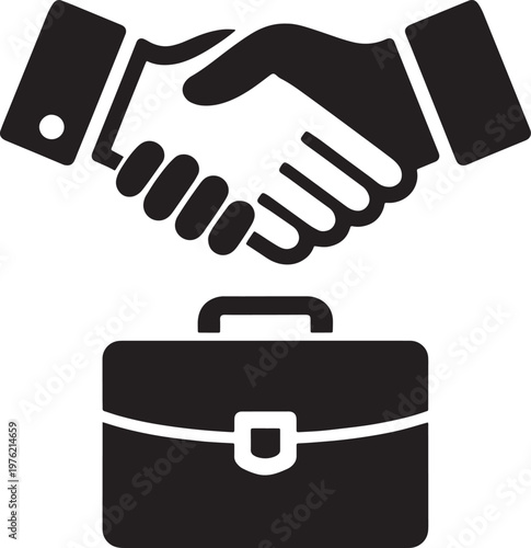 Handshake and briefcase business agreement partnership icon graphic symbol