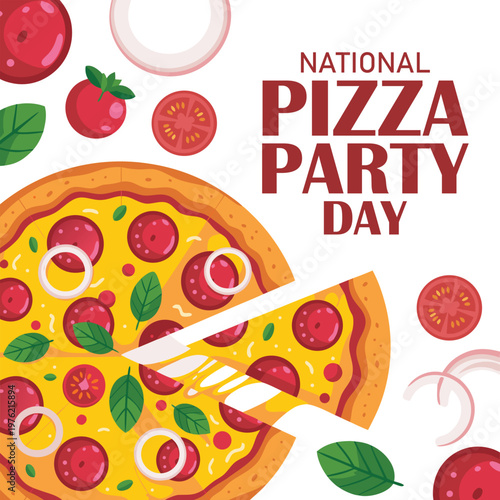 National pizza party day vector illustration, suitable for web banner or card