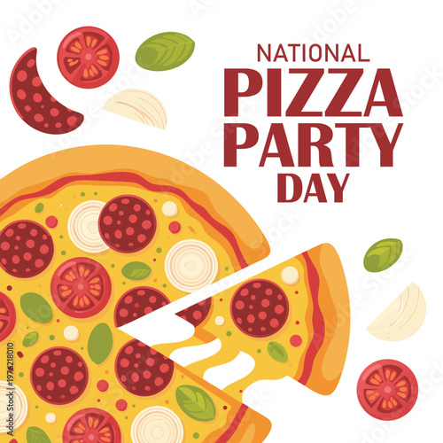 National pizza party day vector illustration, suitable for web banner or card