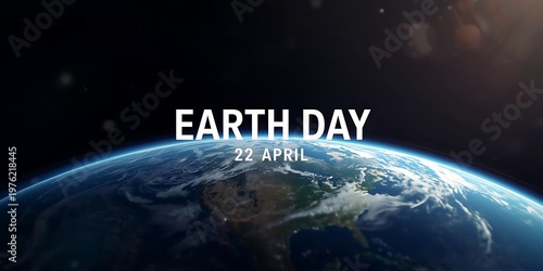 Earth day 22 april planet earth view from space with clouds and sunlight, atmosphere