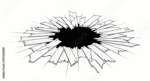 Cracked open dark void with radiating broken shards