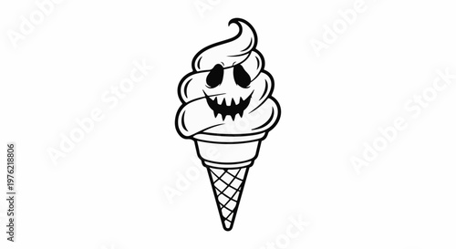 Creepy ice cream cone with ghost face