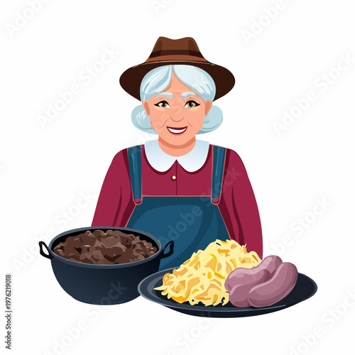 Tote Oma mit Sauerkraut und Kartoffeln