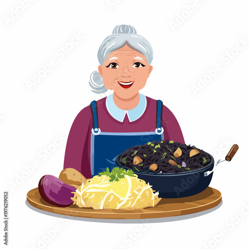 Tote Oma mit Sauerkraut und Kartoffeln