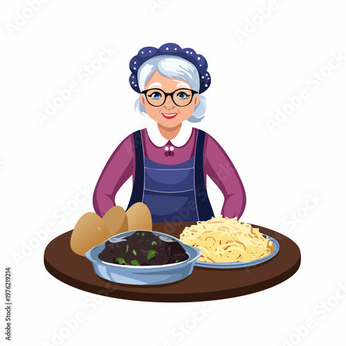 Tote Oma mit Sauerkraut und Kartoffeln