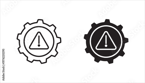 thin line failure icon set, with broken operational process. concept of repair or maintenance symbol. vector illustration on white background