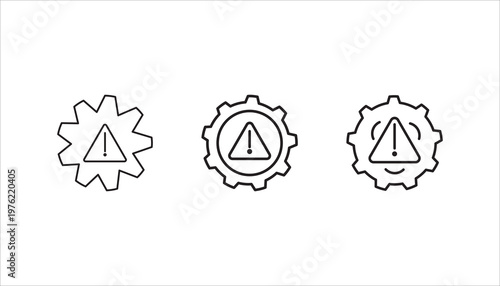 thin line failure icon set, with broken operational process. concept of repair or maintenance symbol. vector illustration on white background