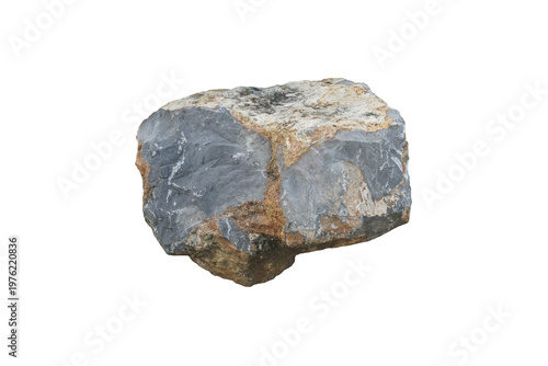 Large natural limestone chunks for garden decoration isolated on white background.