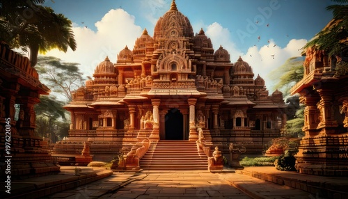 Majestic Hindu Temple - A Spiritual Sanctuary of Intricate Architecture.