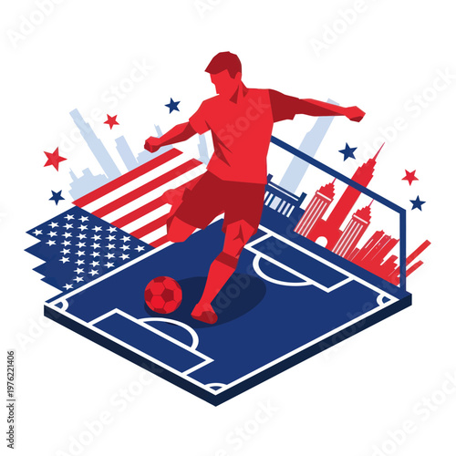 Man Kicking Soccer Ball on Field.