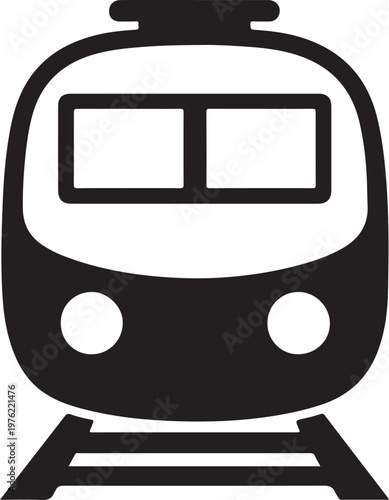 Minimalist Metro Train Icon – Black and White Front View Vector