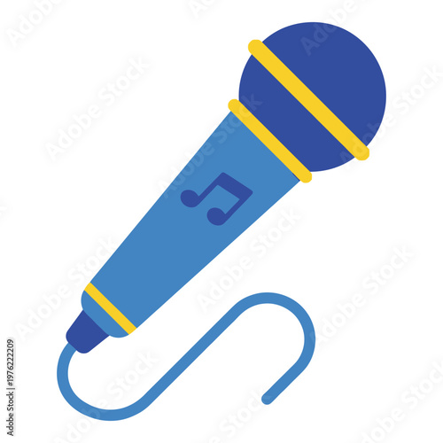 Microphone Illustration: A stylized illustration of a blue microphone, capturing the essence of music, performance, and clear vocal sound.