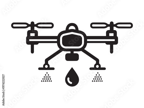 Agricultural drone sprayer with water droplets agriculture technology innovation fertilizer pesticide unmanned quadcopter equipment protection application