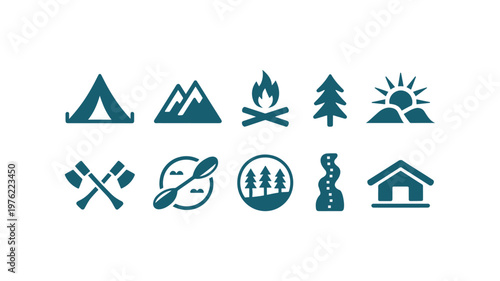 Set of vector summer camp logo design