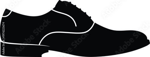 Oxford dress shoe silhouette, men’s formal footwear illustration, classic fashion design artwork, elegant style symbol graphic, black white timeless representation