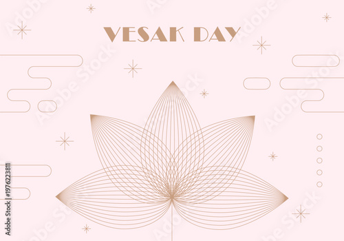 Vesak background. Vector Lotus. Lotus Flower. Vesak design greating card. Lotus icon for holiday sale banner. Indian Vesak holiday background. Lotus floral design