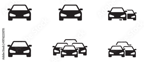 Modern Black Car Icon for Digital Interface and Transportation Concepts