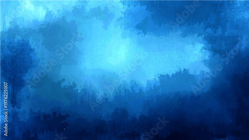 Vector Abstract blue cloudscape painted with layers of watercolor creates deep atmospheric and celestial atmosphere, evocative painting of air and serenity and azure, indigo hues flow