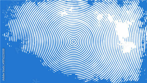 Vector Concentric Circles Emerge on Vibrant Blue Backdrop with White Accents Study in Graphic Design and Abstract Artistry