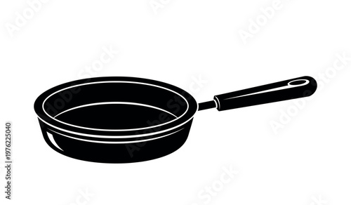 Simple black and white illustration of a small saucepan with a handle