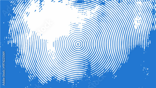 Vector Abstract illustration shows radiant concentric circles and faded blue backdrop and dynamic design, digital artistic creation feels modern and graphical.