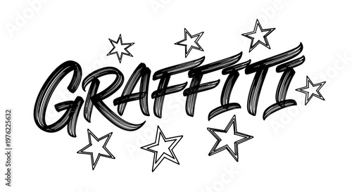 Graffiti Art Style Text with Stars - Urban Street Art Typography