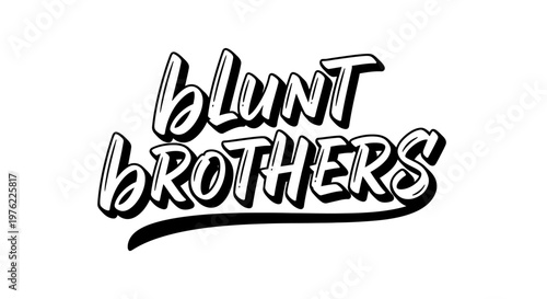Blunt Brothers Logo - Bold Script Typography, Retro Style, Graphic Design