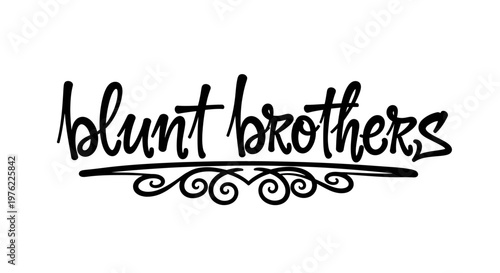 Blunt Brothers Text Logo, Artistic Script Font, Decorative Flourish