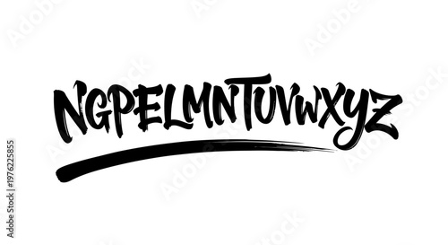 Brushstroke Alphabet Letters NGPE L M N T U V W X Y Z with Underline