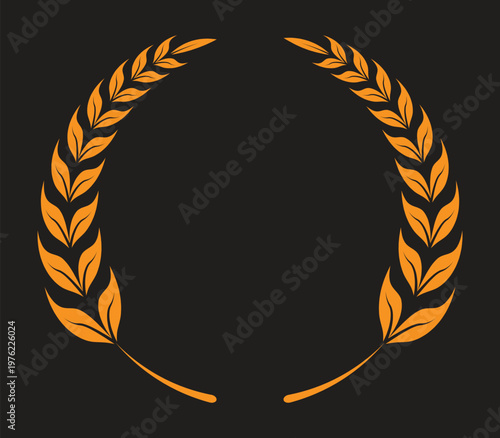 Golden Laurel Wreath Vector Symbol