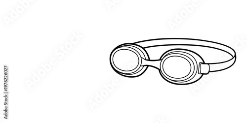Swimming Goggles Line Art Vector, a simple black and white outline illustration of swim eyewear, perfect for sports, recreation, and aquatic activity designs