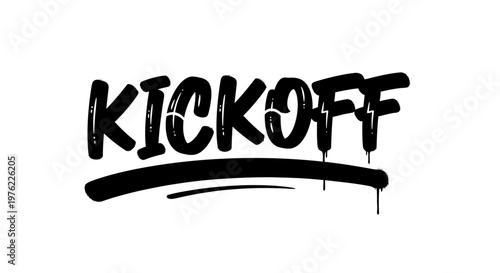 Graffiti Style "Kickoff" Text Art, Urban Street Art, Dynamic Typography, Black and White