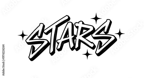Graffiti Style Word STARS with Sparkles and Stars