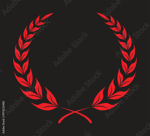 Red Laurel Wreath Vector Icon